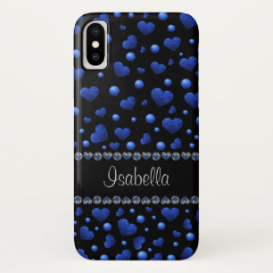 Capa Para iPhone Da Case-Mate Nome personalizado, padrão de brilho cardíaco azul