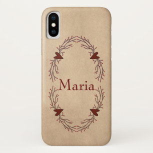 Capa Para iPhone X Nome Personalizado Pip Berry Hearts iPhone X Case