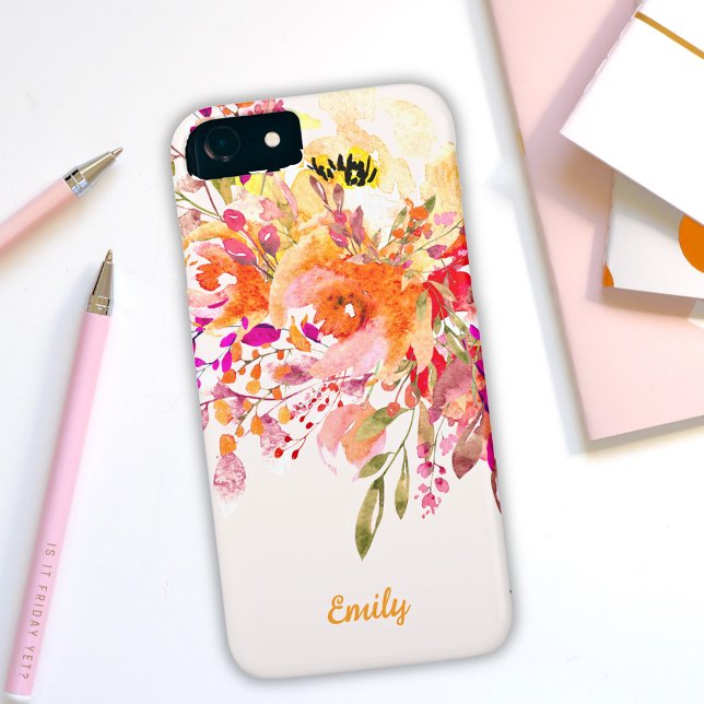 Capa Para iPhone, Case-Mate Nome Personalizado Romântico Floral Brilhante (Criador carregado)