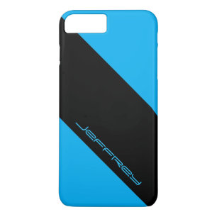 Capa iPhone 8 Plus/7 Plus Nome Personalizado Simples da Faixa Azul/Preta
