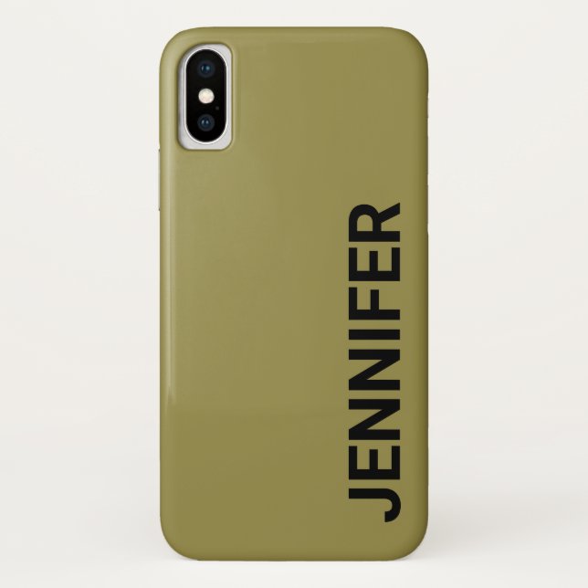 Capa Para iPhone, Case-Mate Nome Personalizado Verde Offbeat Sólido (Verso)