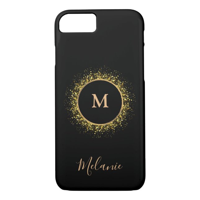 Capa Para iPhone, Case-Mate Nome preto de ouro moderno monograma (Verso)
