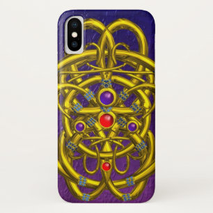 Capa Para iPhone Da Case-Mate NÓS CELTICOS abstrato DOURADOS COM GEMSTONAS Roxo