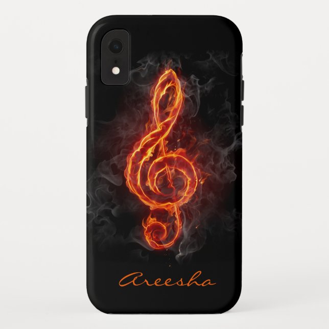 Capa Para iPhone, Case-Mate Nota Musical Flamejante Personalizada (Verso)
