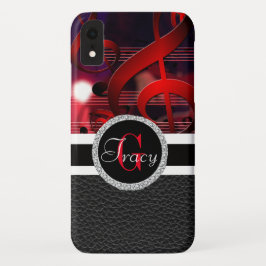 Capa Para iPhone Da Case-Mate Notas de música vermelha com couro e um monograma