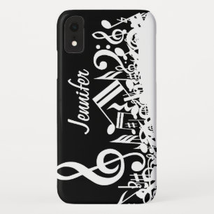 Capa Para iPhone XR Notas musicais misturadas brancas personalizadas