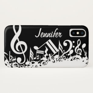 Capa Para iPhone X Notas musicais misturadas brancas personalizadas