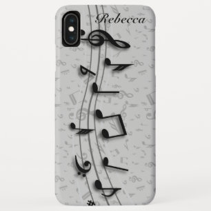 Capa Para iPhone Da Case-Mate Notas musicais personalizadas de preto e Cinza