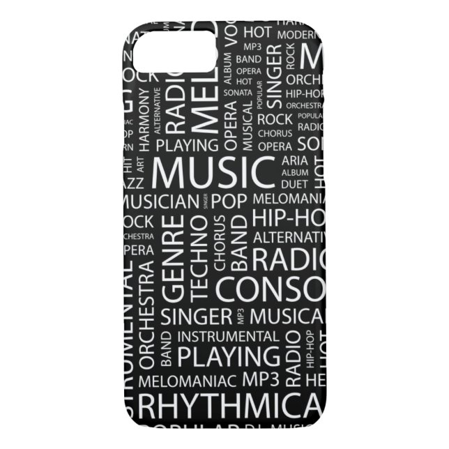 Capa Para iPhone, Case-Mate Nuvem da palavra do teste padrão da MÚSICA (Verso)