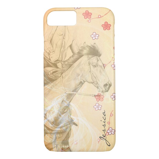 Capa Para iPhone, Case-Mate O Barrel Racer (fundo amarelo florado) (Verso)