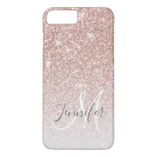 Capa iPhone 8 Plus/7 Plus O brilho Dourado cor-de-rosa feminino cora nome do