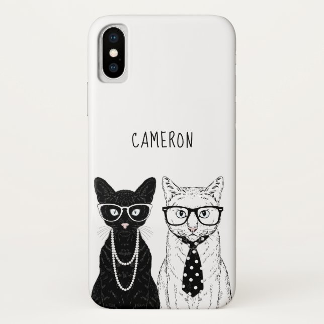 Capa Para iPhone, Case-Mate O casal do gato | adiciona seu nome (Verso)