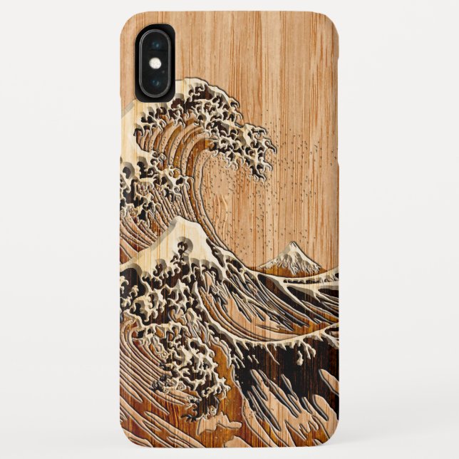 Capa Para iPhone, Case-Mate O Excelente Hokusai Wave Bamboo Wood Inlay Style (Verso)