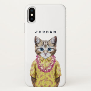 Capa Para iPhone Da Case-Mate O gato havaiano do gatinho adiciona seu nome