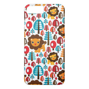 Capa iPhone 8 Plus/7 Plus o leão retro bonito caçoa a ilustração