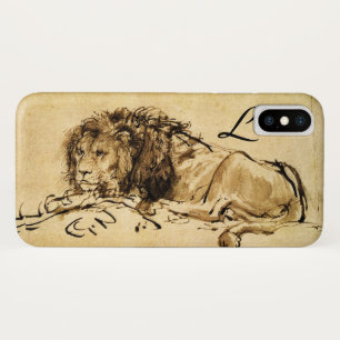 Capa Para iPhone X O LÍON DA CABO, Sepia, Monograma Negro