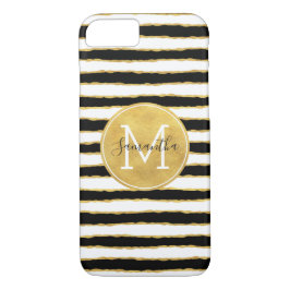 Capa Para iPhone Da Case-Mate O ouro branco preto listra o monograma