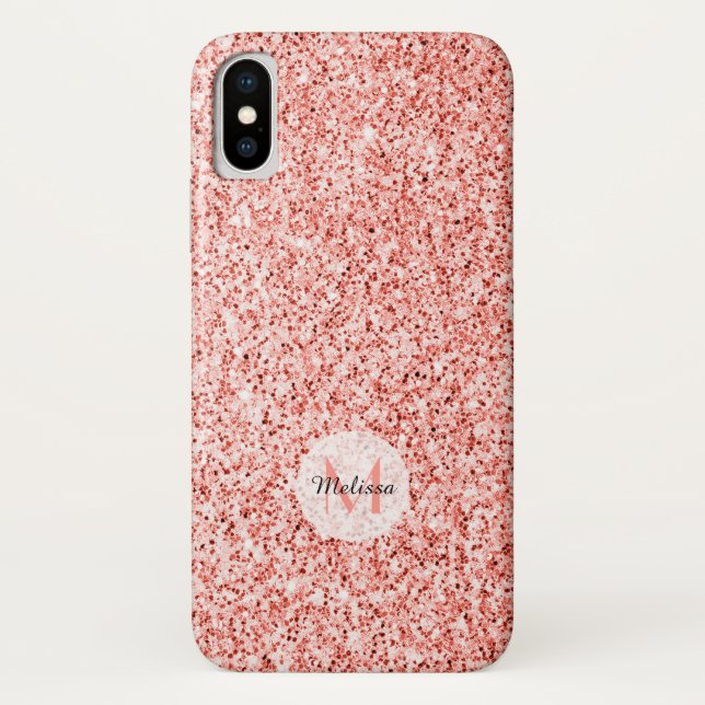 Capa Para iPhone, Case-Mate O pastel cor-de-rosa brilha no monograma (Verso)