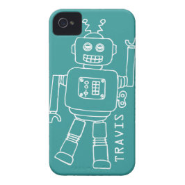 Capa Para iPhone Da Case-Mate O robô do divertimento nomeou a cerceta & os