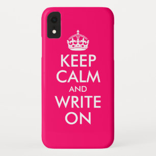 Capa Para iPhone XR O rosa brilhante mantem a calma e escreve-a sobre