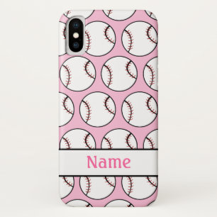 Capa Para iPhone X O softball cor-de-rosa ostenta o caso do iPhone 6