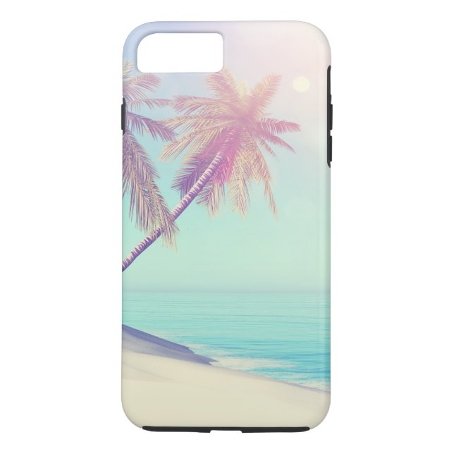 Capa Para iPhone, Case-Mate Oásis Pastel retros da praia da palmeira (Verso)