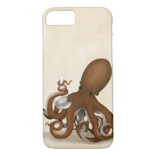 Capa iPhone 8/ 7 Octopus Com Fã De Ciência Steampunk Do Flask De Qu