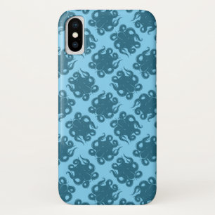 Capa Para iPhone X Octopus no padrão azul