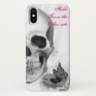 Capa Para iPhone Da Case-Mate Olá do outro lado do crânio e flor