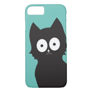 Capa iPhone 8/ 7 Olá! | Silhueta Gatinho Preta Teal