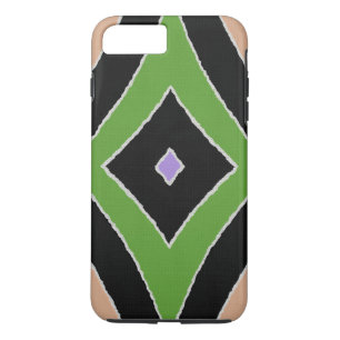 Capa iPhone 8 Plus/7 Plus Olhar preto roxo Impressão verde-africano moderno