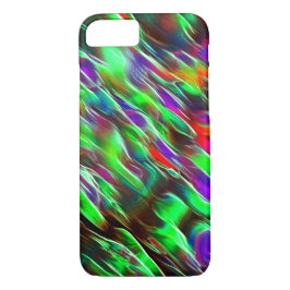Capa iPhone 8/ 7 Ondas coloridas em verde, vermelho, lilás e roxo