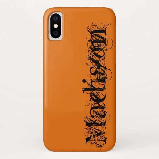 Capa Para iPhone, Case-Mate Orange Black Personalizado Nome Próprio Halloween (Verso)