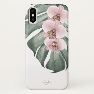 Capa Para iPhone Da Case-Mate Orquídeas Rosa em Monstera Tropical Floral com Nom