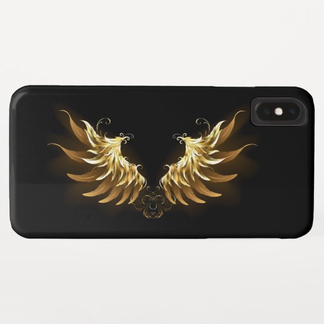 Capa Para iPhone, Case-Mate Ouro Angel Wings sobre fundo preto (Verso (Horizontal))