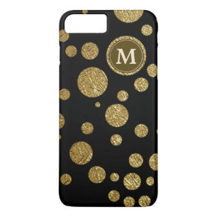 Capa iPhone 8 Plus/7 Plus Ouro bolinhas a preto, personalizado