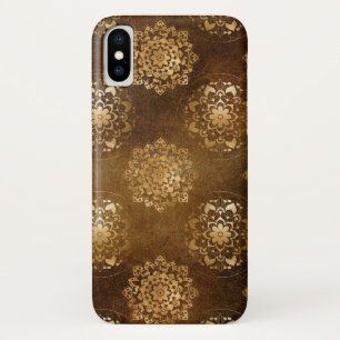 Capa Para iPhone Da Case-Mate Ouro elegante e mandala preta do indiano da folha