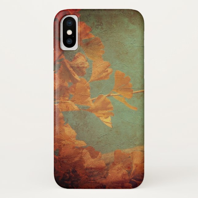 Capa Para iPhone, Case-Mate Ouro gingko árvore verde dourada vindima oriental (Verso)