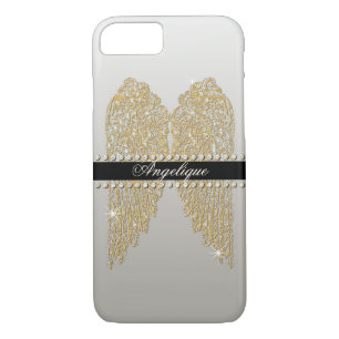 Capa iPhone 8/ 7 Ouro n Diamond Jewel Olhar Anjo Asas Bling