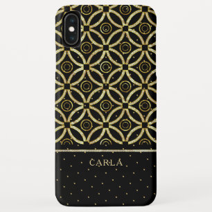 Capa Para iPhone Da Case-Mate Ouro Sparkling e teste padrão geométrico preto