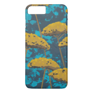 Capa iPhone 8 Plus/7 Plus Ouro Yseta Garden com fundo azul