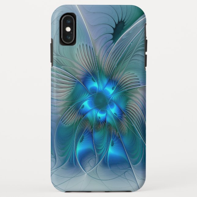 Capa Para iPhone, Case-Mate Ovações de Pé, Fractal Azul Turquesa Abstrato (Verso)