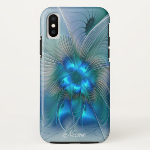 Capa Para iPhone Da Case-Mate Ovações Pendentes, Nome de Arte Fratural Azul Abst