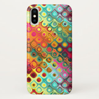 Capa Para iPhone X Padrão Abstrato de pontos do arco-íris líquidos ve