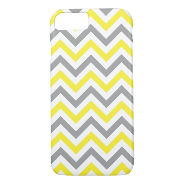 Capa Para iPhone, Case-Mate Padrão Amarelo, Cinza Escura Grande Chevron ZigZag (Verso)