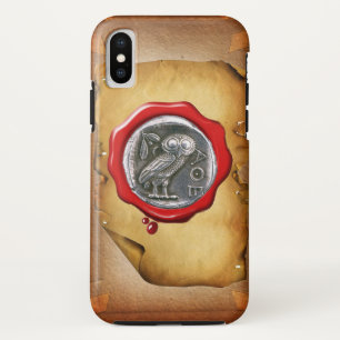 CAPA PARA iPhone XS PADRÃO ANTIGO OWL SILVER RED WAX SEAL