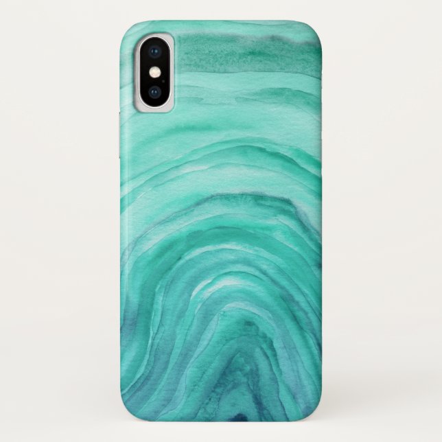 Capa Para iPhone, Case-Mate Padrão Aqua Green Agate II Watercolor (Verso)