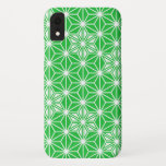 Capa Para iPhone XR Padrão Asanoha japonês - verde-jade<br><div class="desc">O tradicional Asanoha Japonês,  ou padrão estelar em verde-claro de jade,  em branco</div>