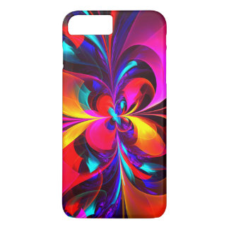 Capa iPhone 8 Plus/7 Plus Padrão Azul Vermelho Abstrato Floral Moderno #07