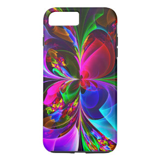 Capa iPhone 8 Plus/7 Plus Padrão Azul Vermelho Abstrato Floral Moderno #12